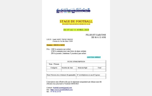 Stage de football vacances d'avril 2025